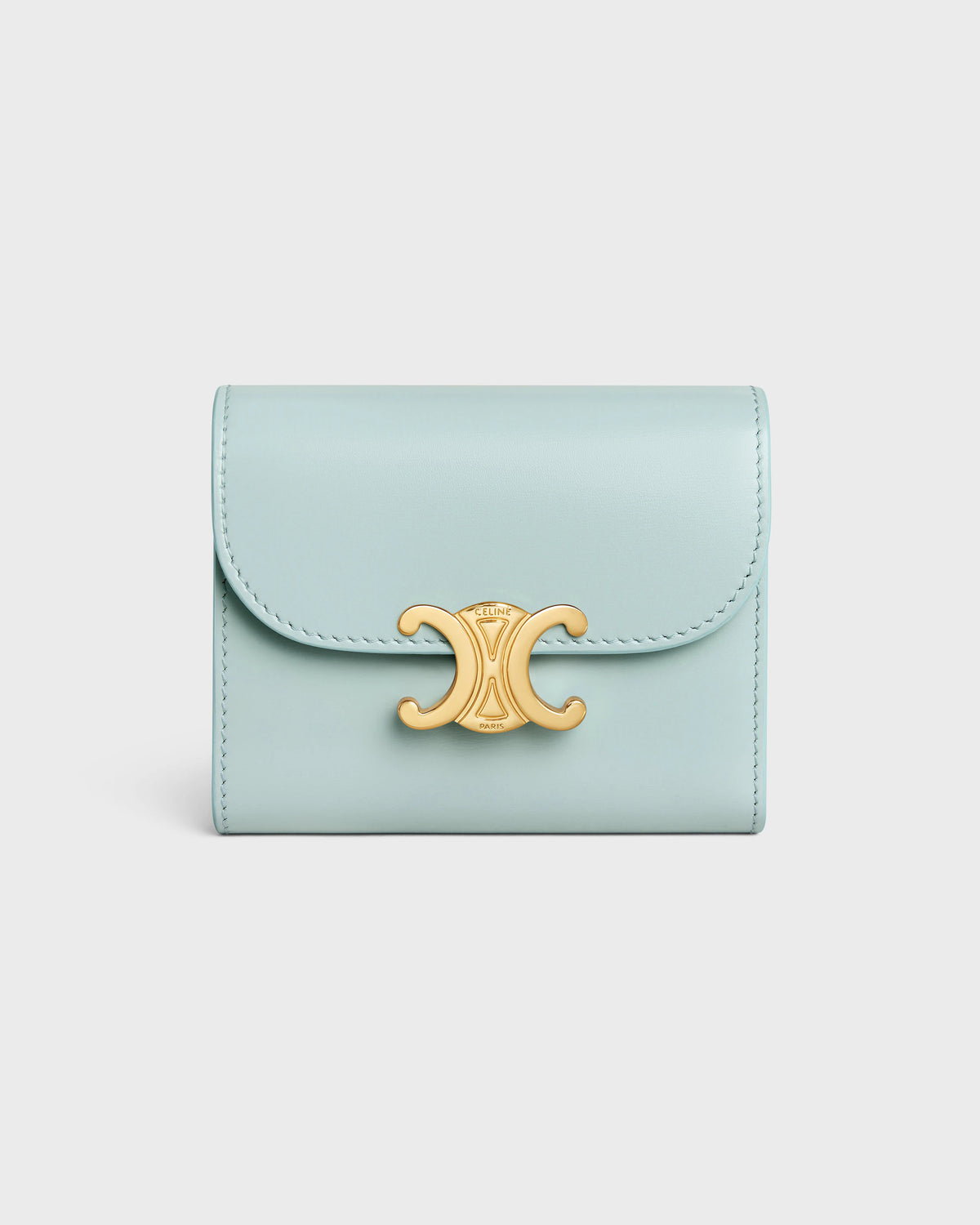 COMPACT WALLET WITH COIN TRIOMPHE IN CALFSKIN Blue