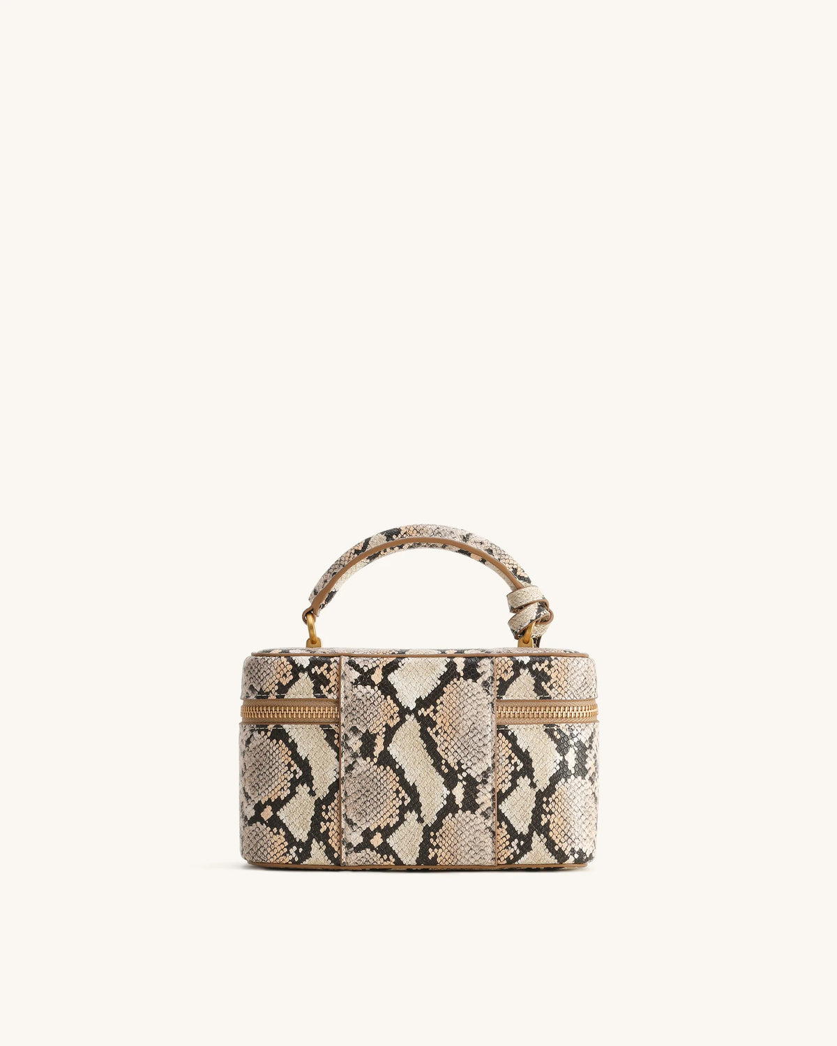 Cleo Snake-Embossed Box Shape Top Handle Bag - snake