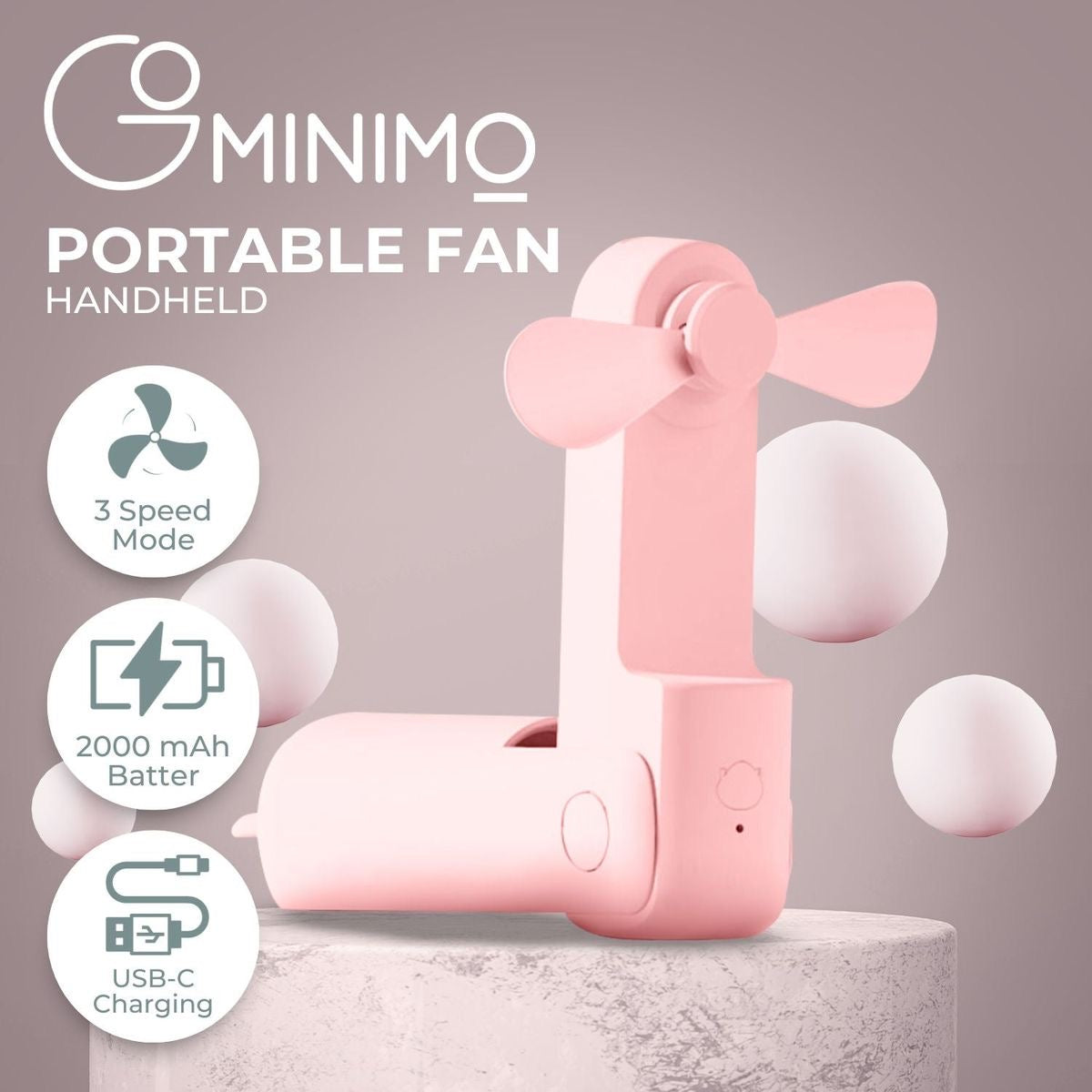 Cut Handheld Fan, Portable With Built-in Power Bank