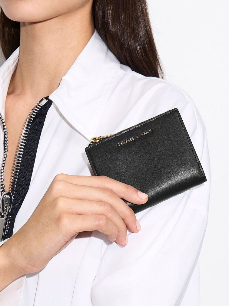 Charles & Keith Harmonee Top Zip Small Wallet- Black