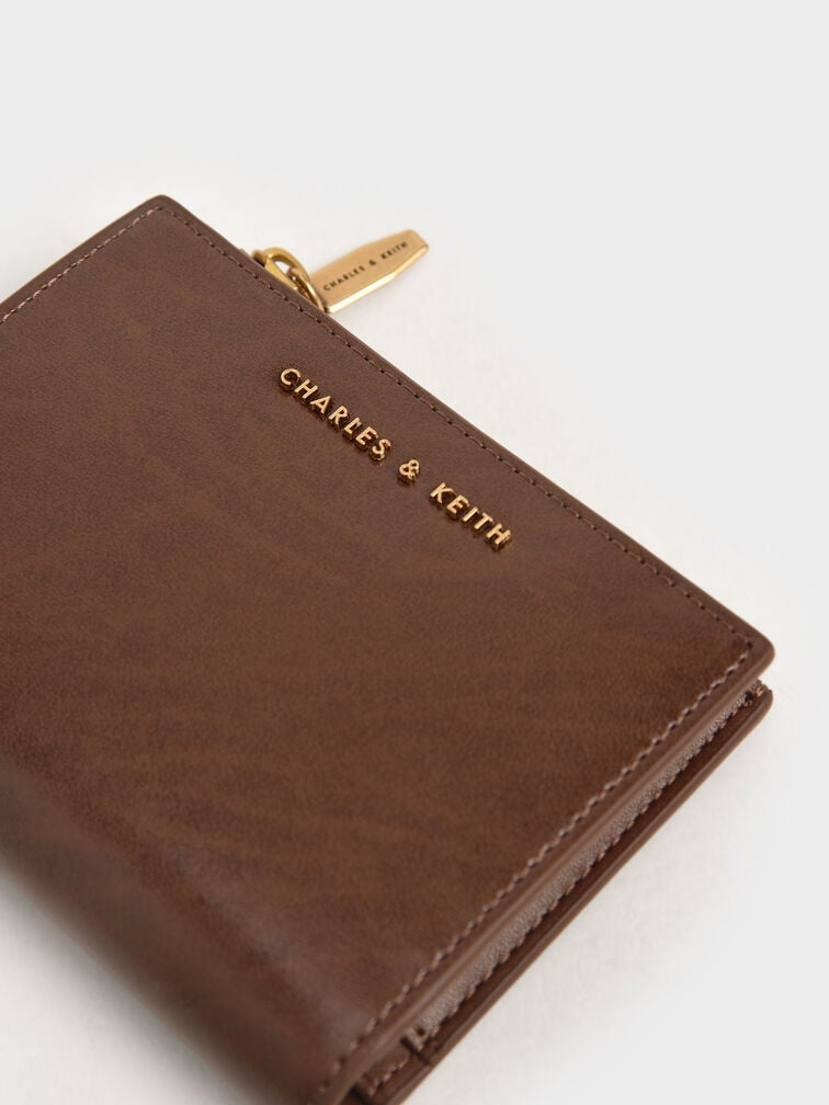Charles & Keith Harmonies Top Zip Small Wallet - Chocolate