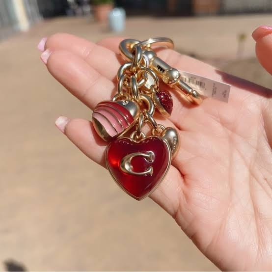Coach Signature Heart Cluster Bag Charm
