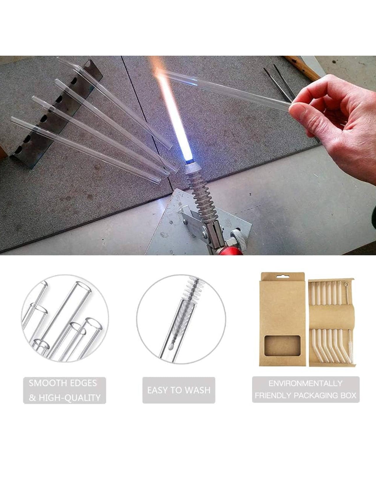 Reusable Glass straws ( pack of 6 )