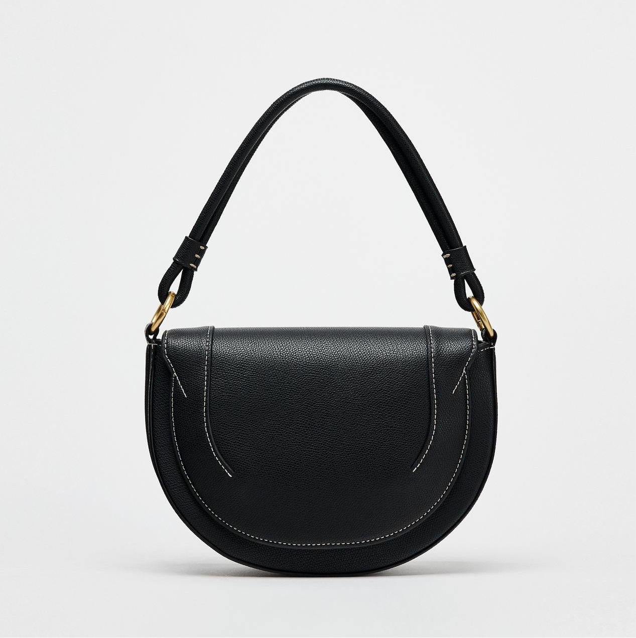 ZARA CANVAS STITCHED CROSSBODY BAG Black