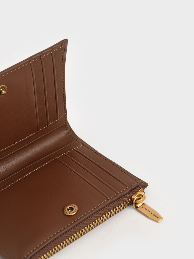 Charles & Keith Harmonies Top Zip Small Wallet - Chocolate