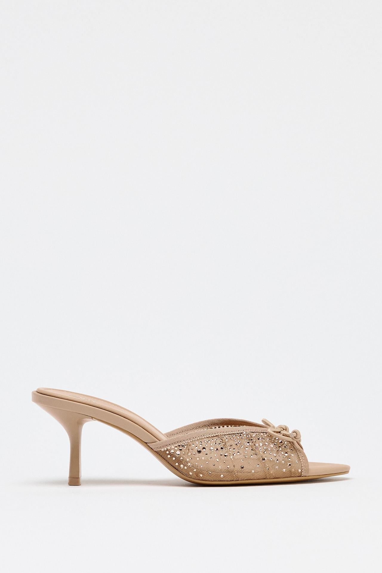 MESH RHINESTONE HEELS