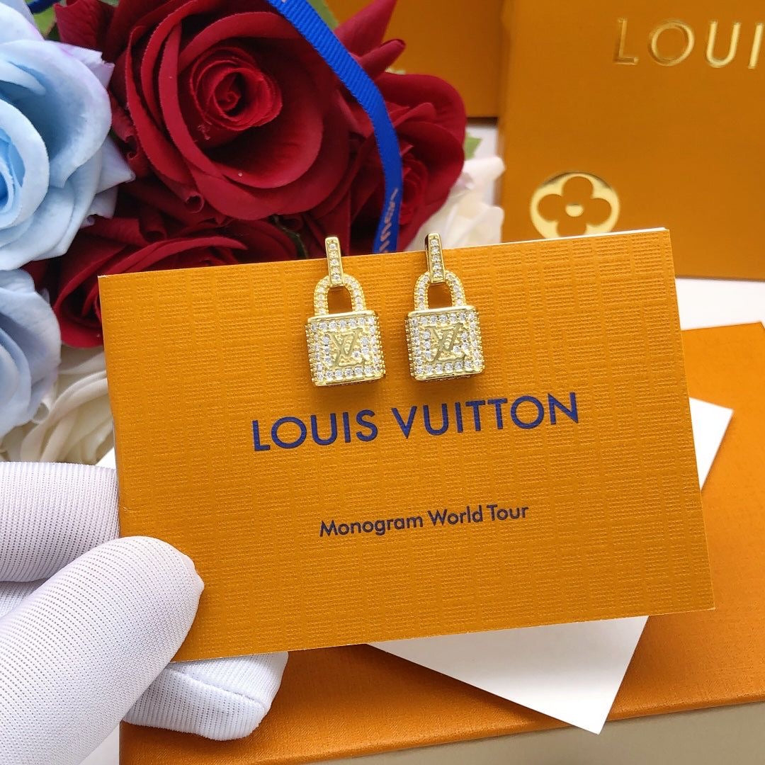 LV Gold lock earrings