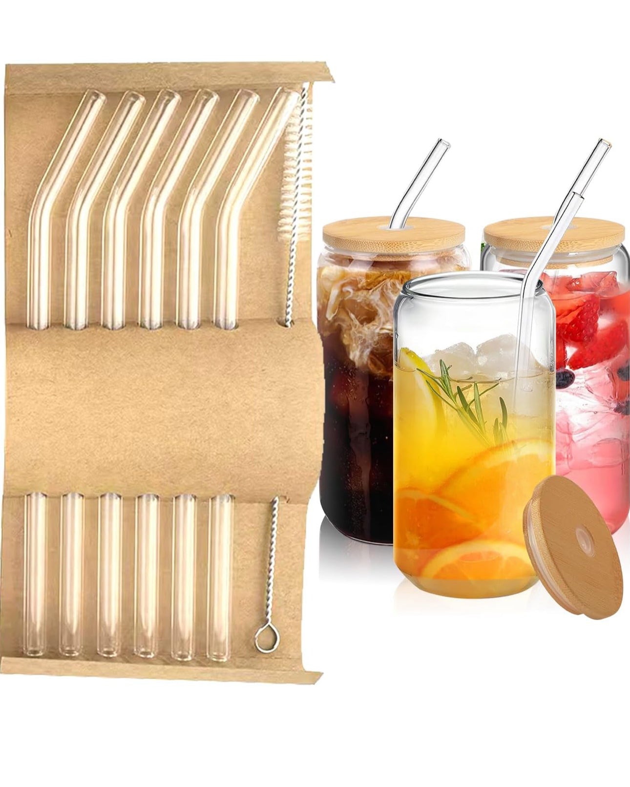 Reusable Glass straws ( pack of 6 )