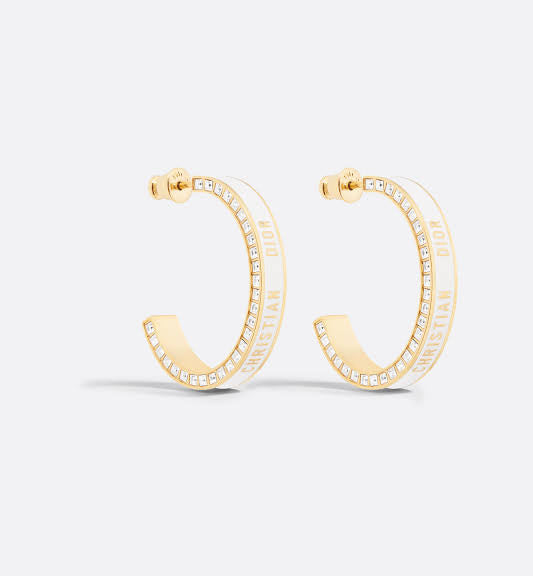 Large Dior Night Code Hoop Earrings