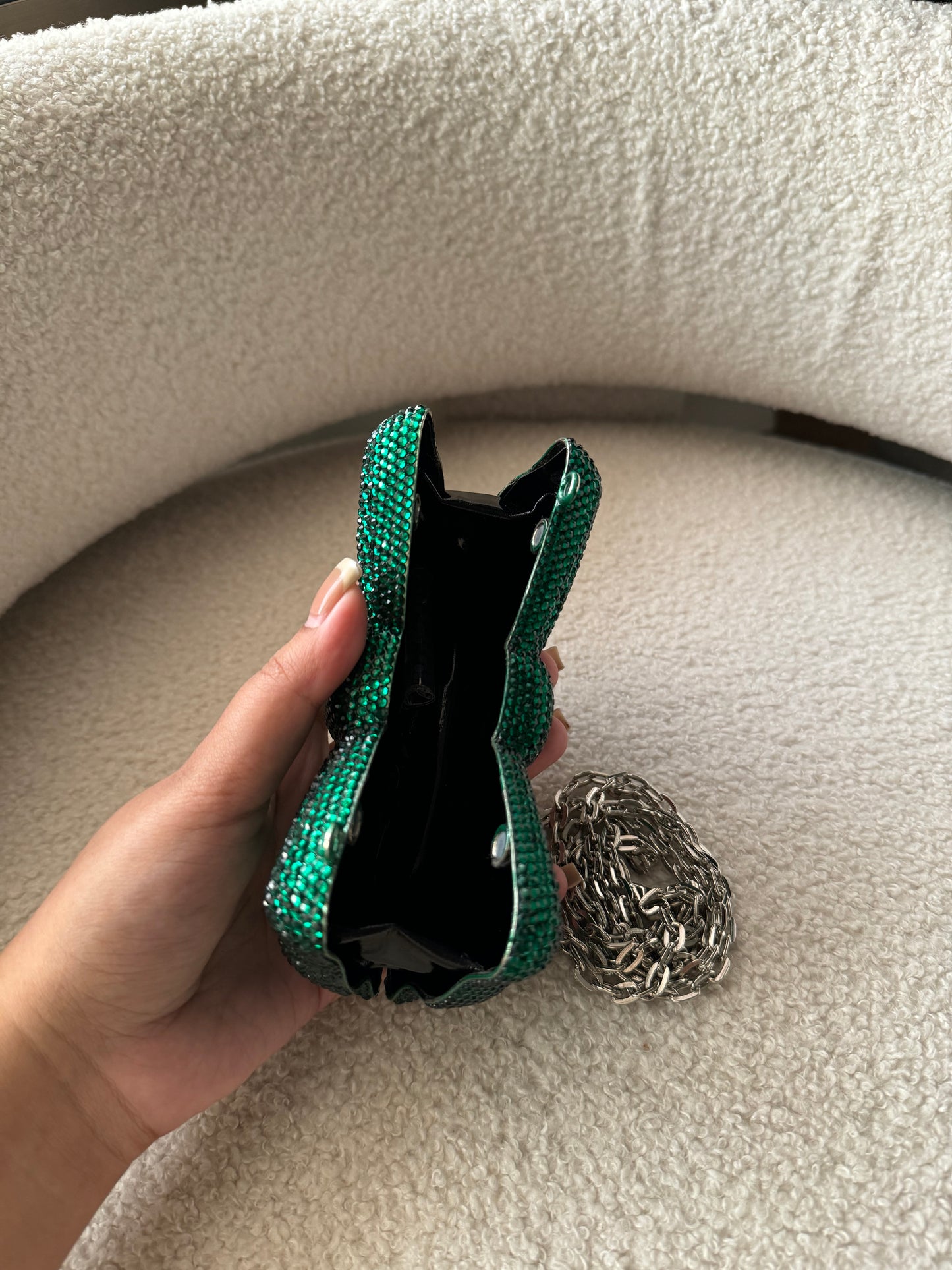 Rhinestone Bow Emerald