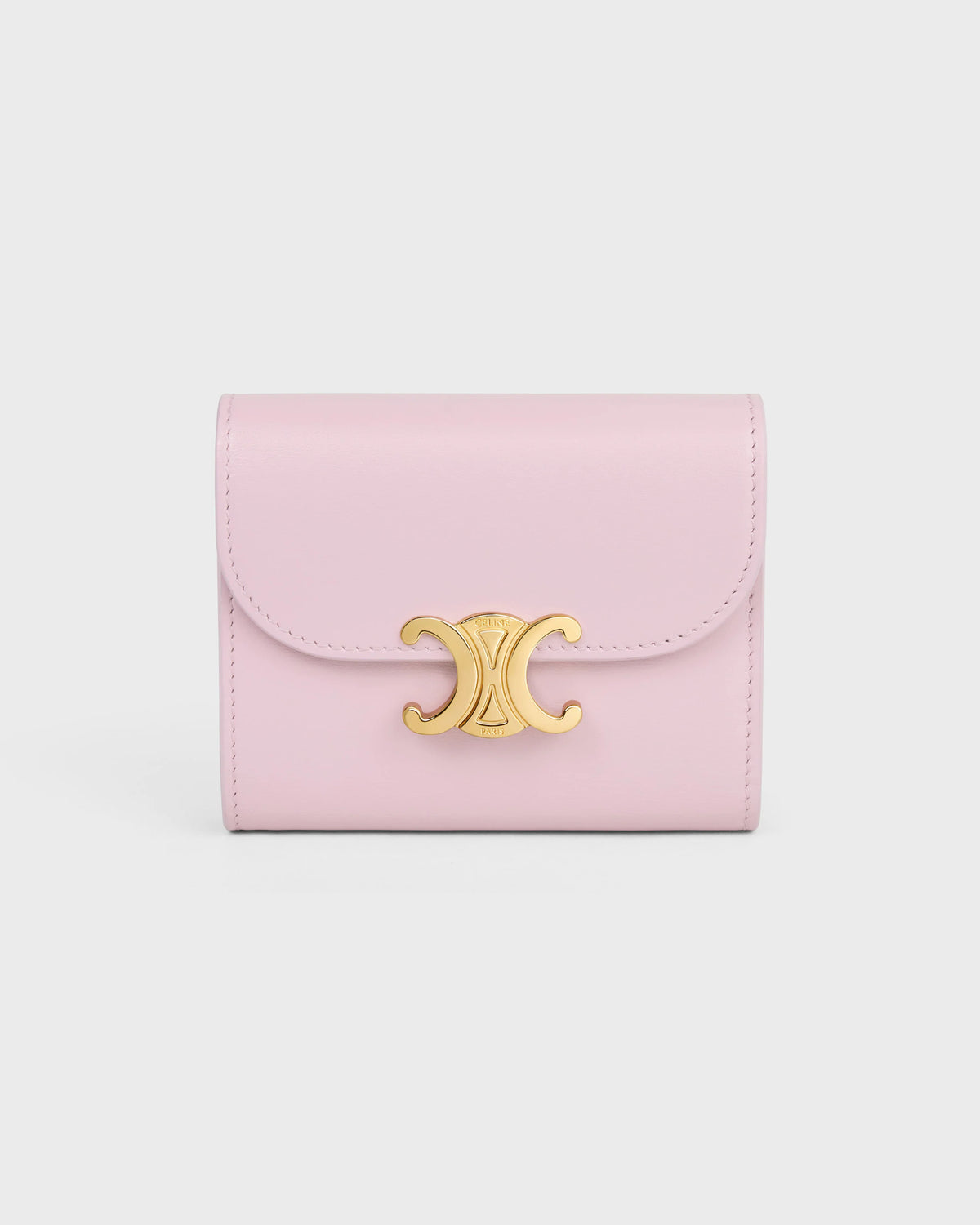 COMPACT WALLET WITH COIN TRIOMPHE IN CALFSKIN Pink
