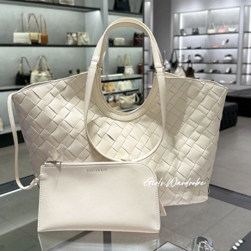 CHARLES & KEITH
Ivette Woven Tote Bag - Ivory