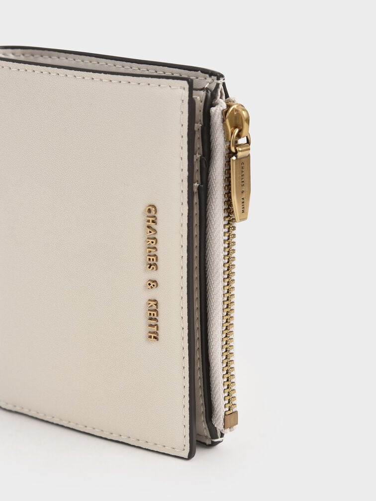 Charles & Keith Harmonee Top Zip Small Wallet - Ivory