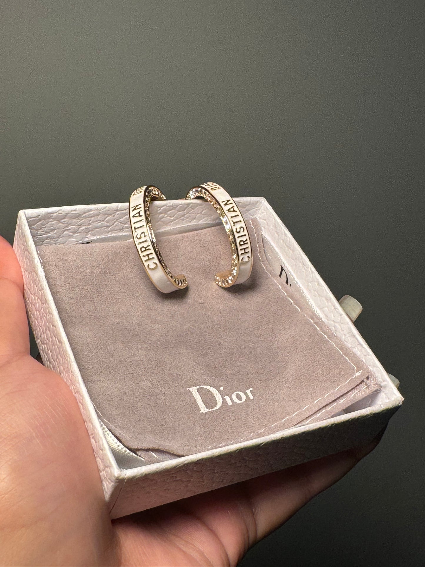 Large Dior Night Code Hoop Earrings