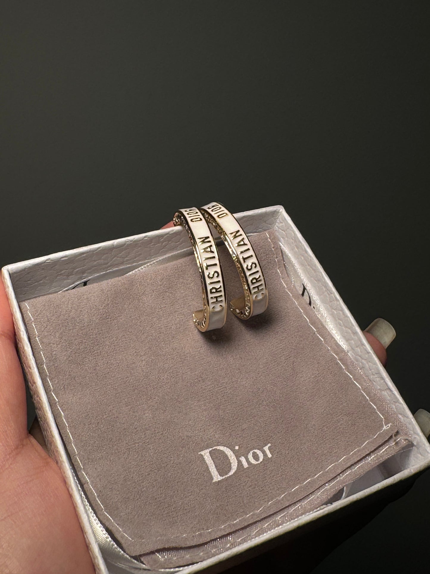 Large Dior Night Code Hoop Earrings