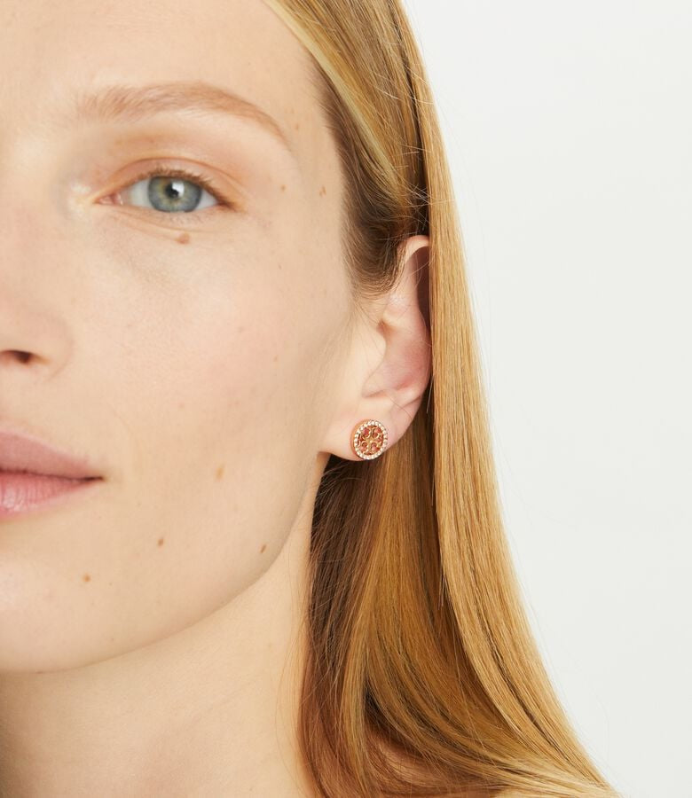 Tory Icon Pave Stud Earrings