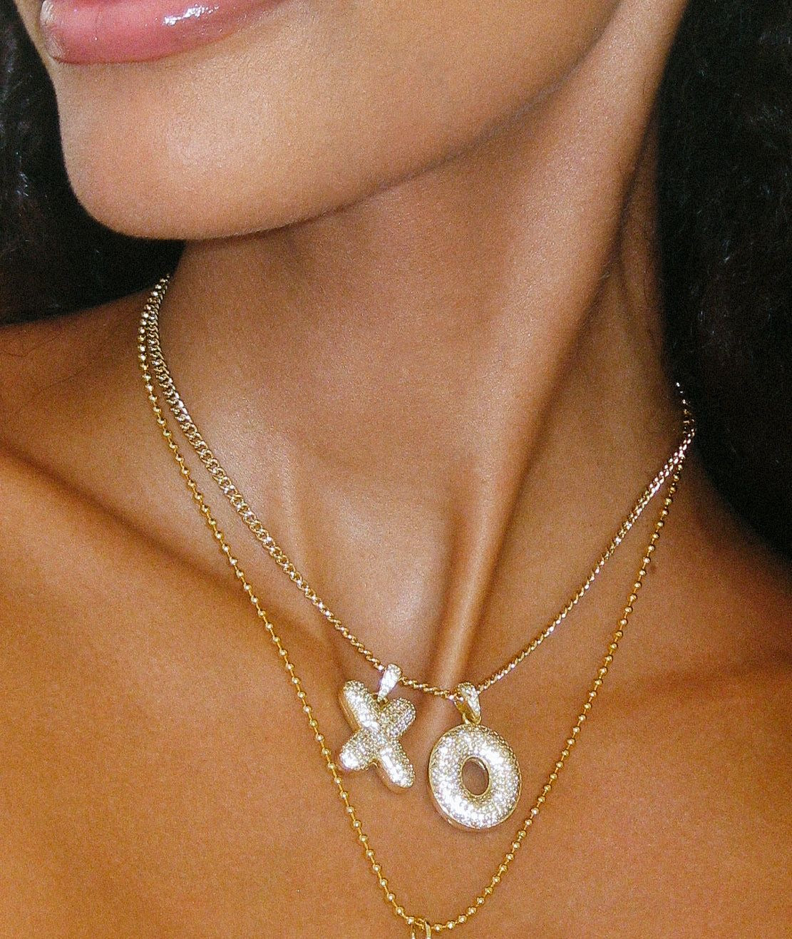 Bubble necklace & chain gold