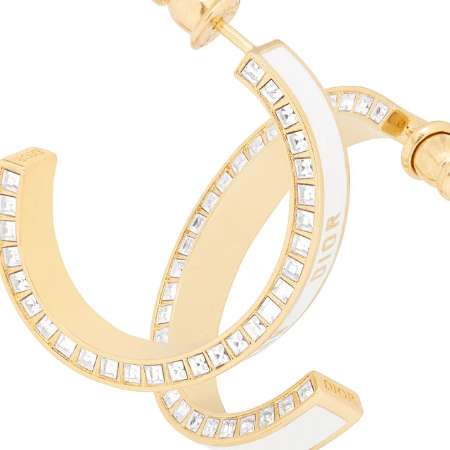 Large Dior Night Code Hoop Earrings