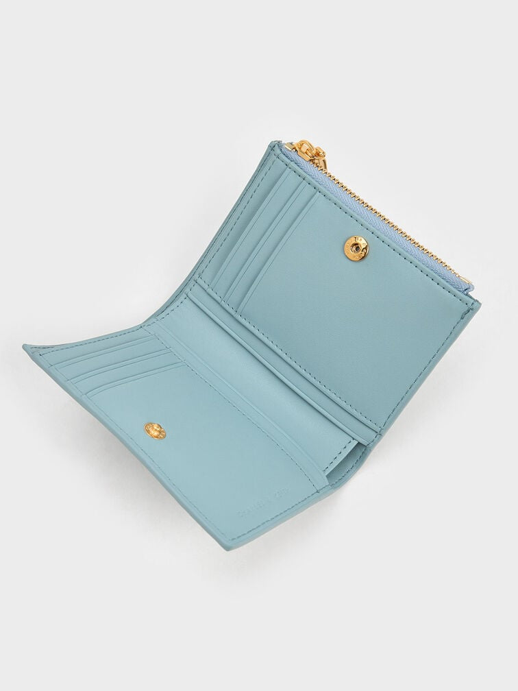 Apolline Textured Top-Zip Wallet - Slate Blue