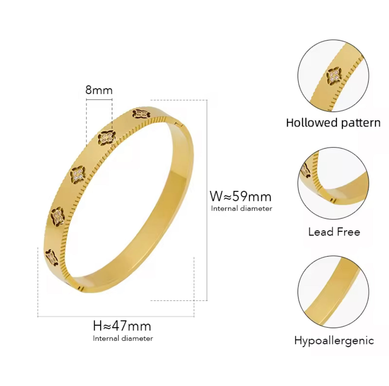 Studded clover bracelet