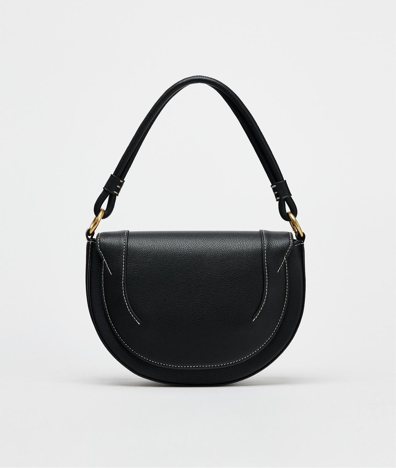 ZARA CANVAS STITCHED CROSSBODY BAG Black