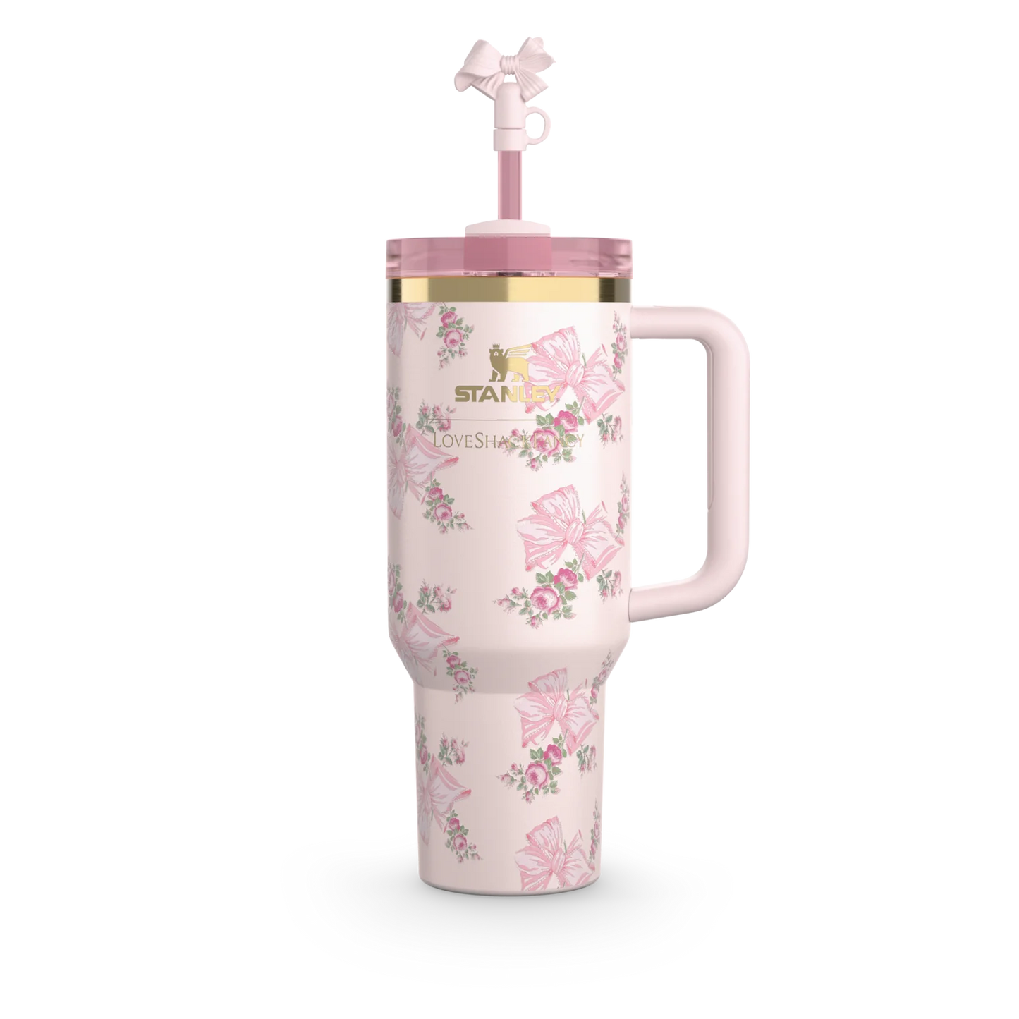 The Stanley X LoveShackFancy Holiday Quencher | 40 OZ Rose Beaux Pink