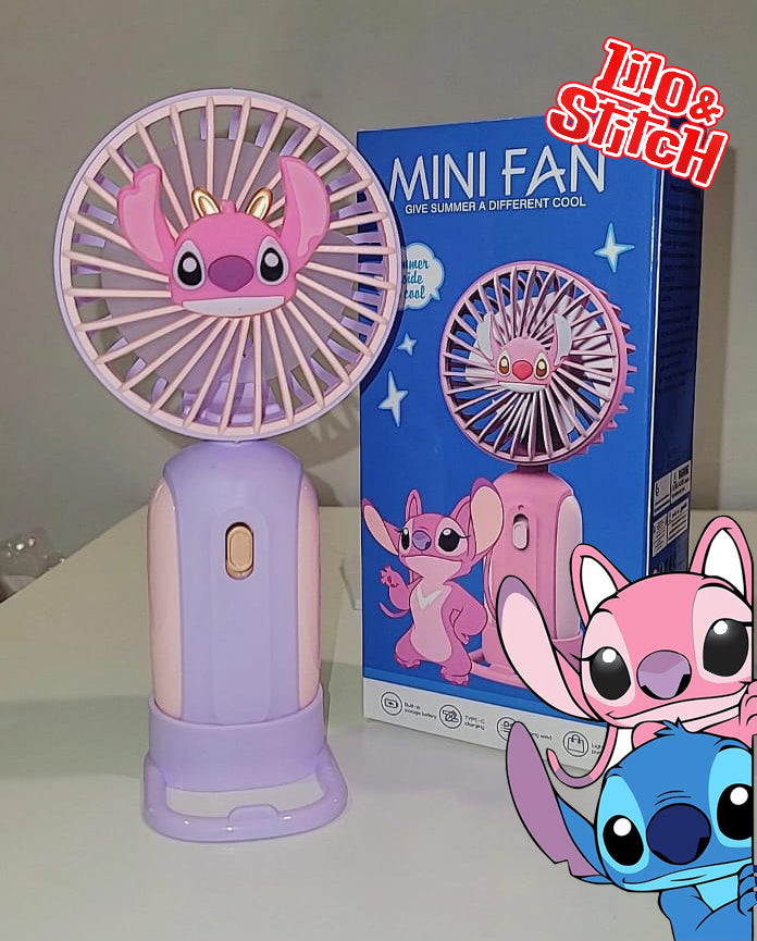 Lilo & Stitch Rechargeable Mini Fan with mobile holder ✇🌫