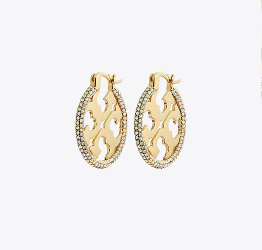 Tory Burch MILLER PAVÉ HOOP EARRING