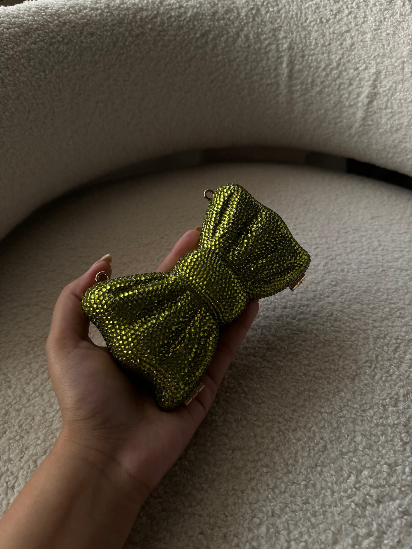 Rhinestone Bow Green