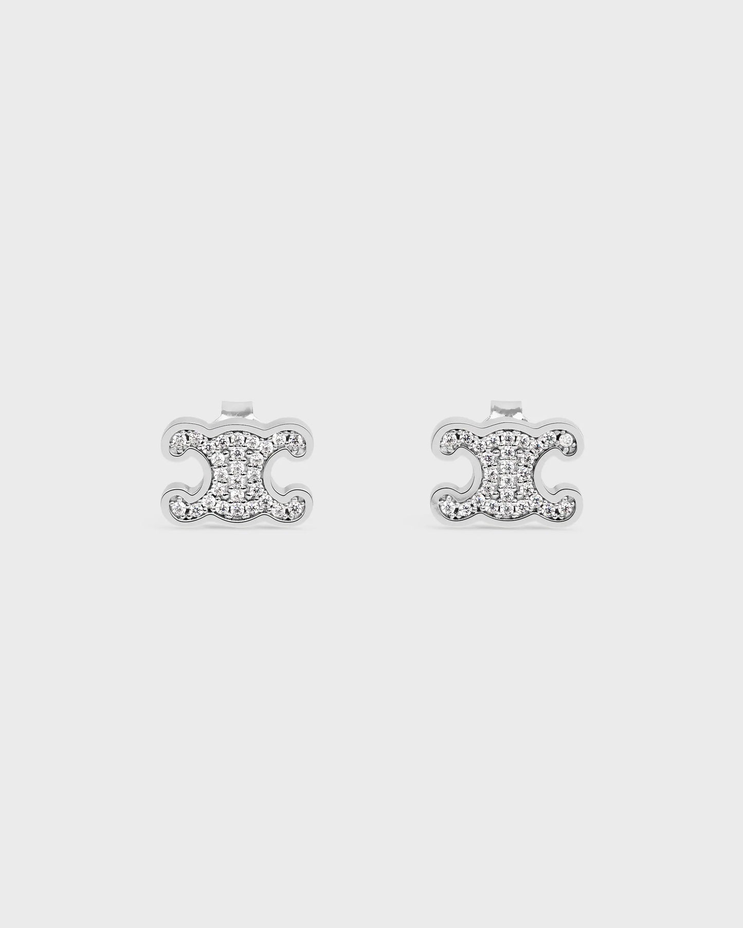 Triomphe Rhinestone Studs in silver