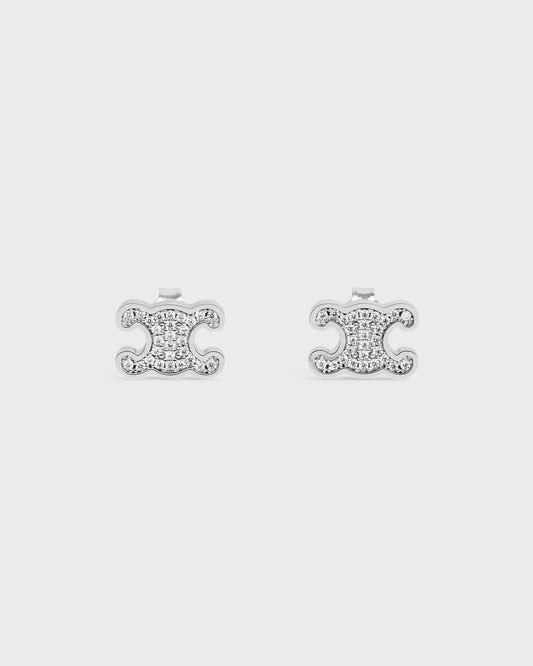 Triomphe Rhinestone Studs in silver