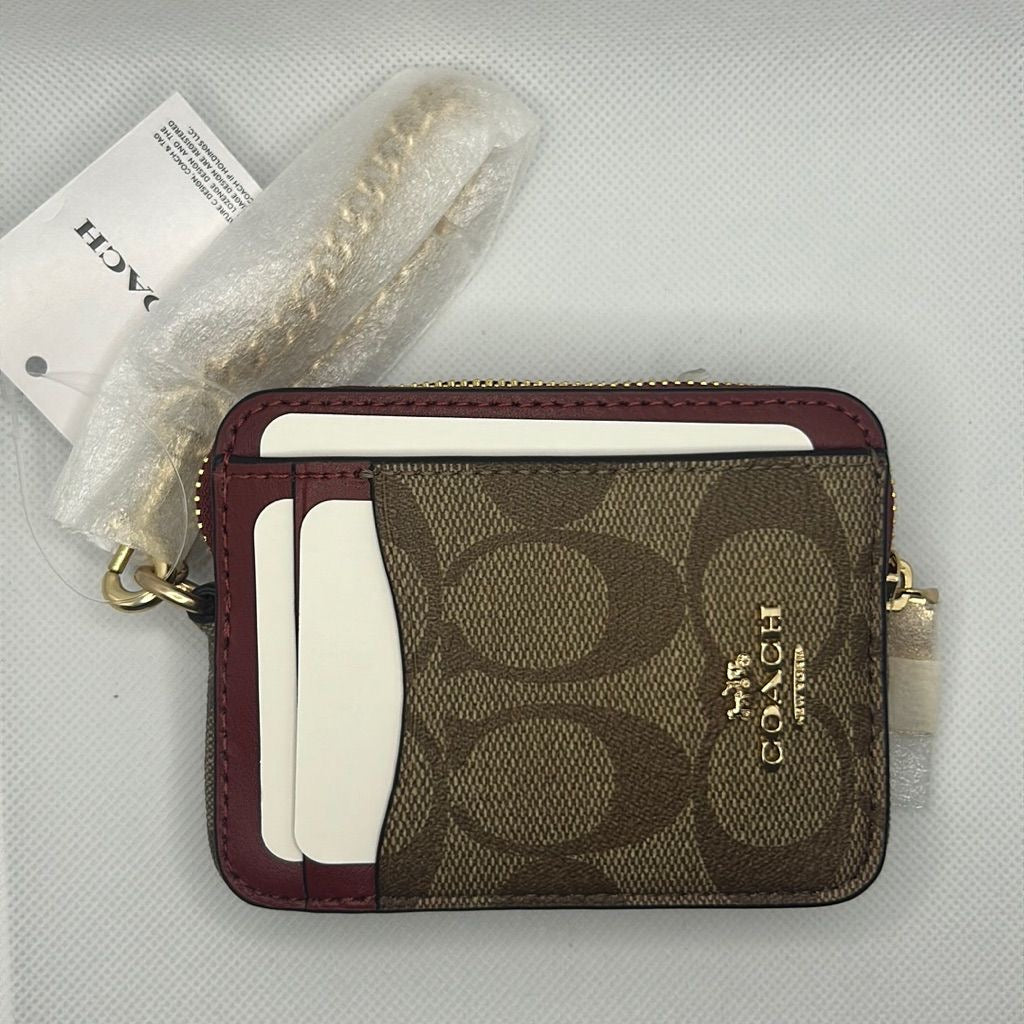 COACH® | Essential Chain Card Case signature canvas brown