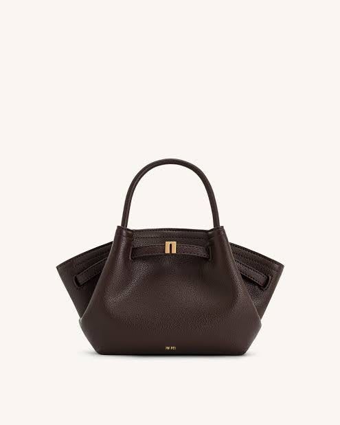 Hana Mini Faux Suede Tote Bag dark brown