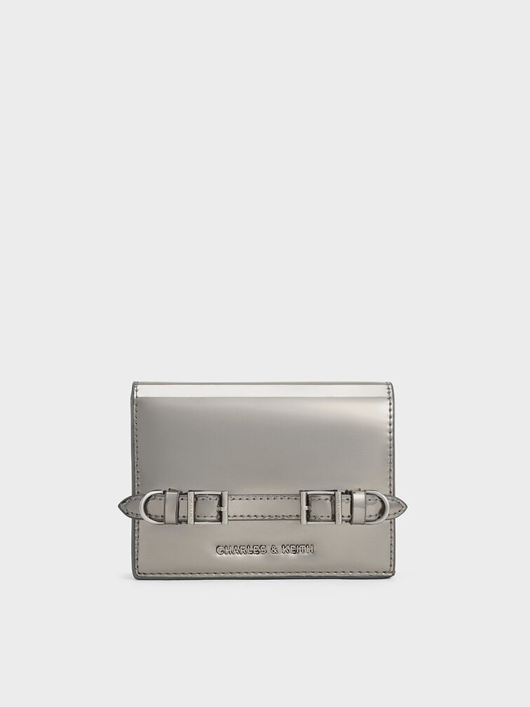 Sloane Metallic Chain-Handle Wallet - Pewter