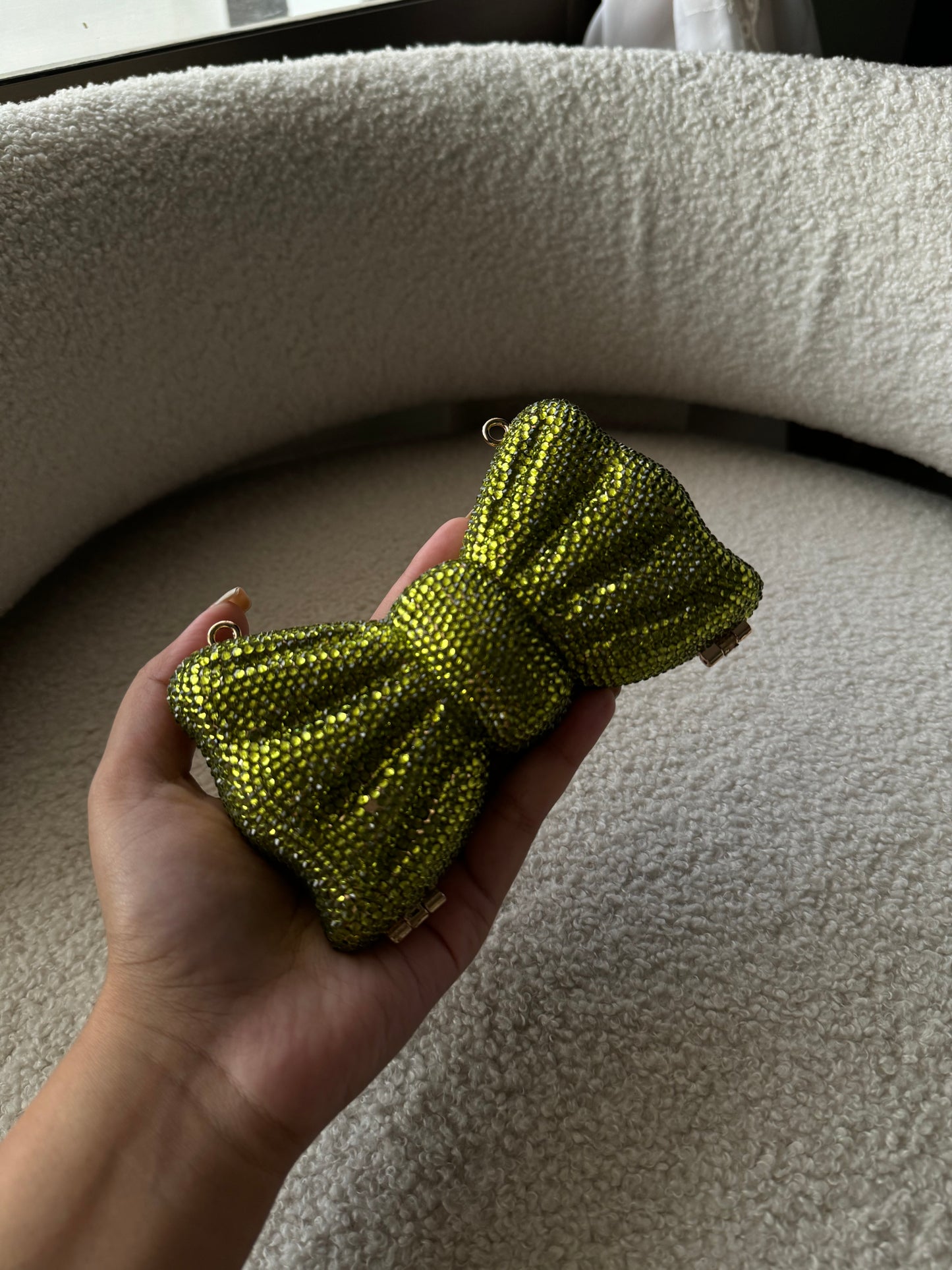 Rhinestone Bow Green