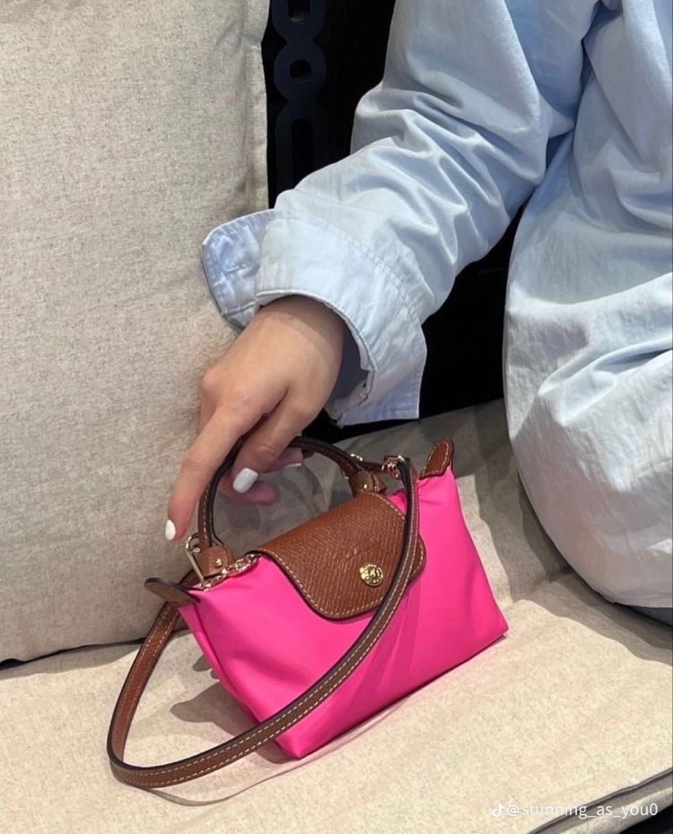 LE PLIAGE ORIGINAL POUCH WITH HANDLE Rose  - Recycled Canvas