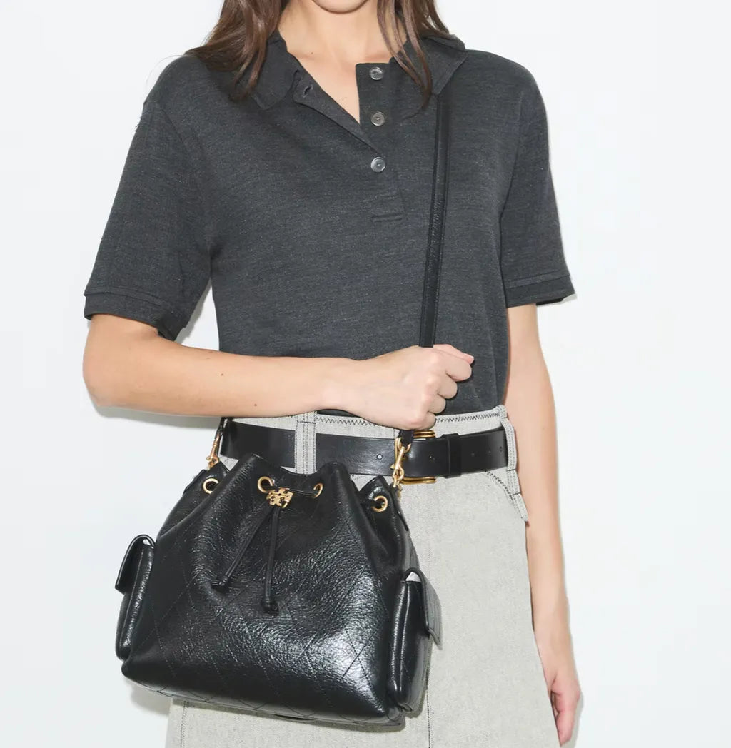 CHARLIE QUILTED DRAWSTRING SHOULDER BAG