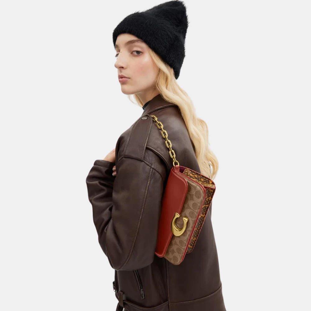 Coach Idol Bag 23 In Signature Canvas With Snakeskin Detail