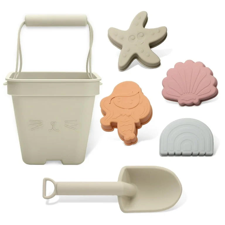 Silicone Beach Bucket, Shovel & Sand Molds Toys