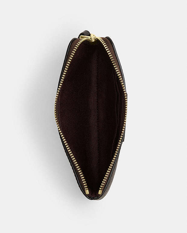 Coach Corner Zip Wristlet In Signature Canvas With Stripe