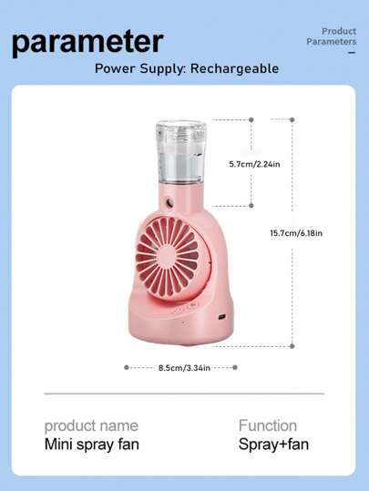 Rechargeable Portable Fan with Nano Mist