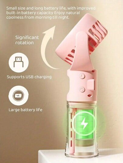 Portable Handheld Rechargeable Misting Fan With Neck Cord