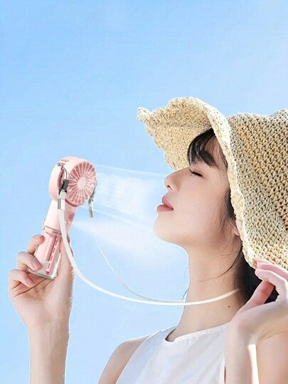 Portable Handheld Rechargeable Misting Fan With Neck Cord