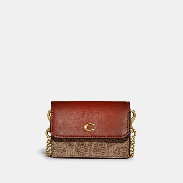 Coach Half Flap Card Case In Signature Canvas
