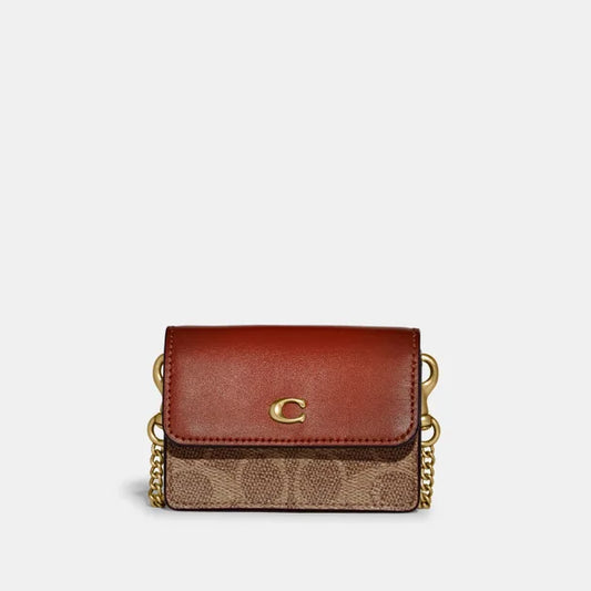 Coach Half Flap Card Case In Signature Canvas
