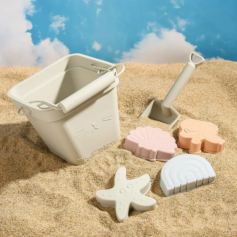 Silicone Beach Bucket, Shovel & Sand Molds Toys