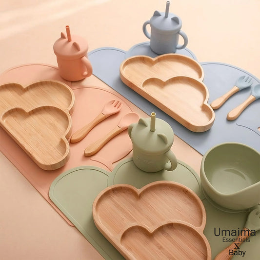 6 Pcs Set Baby Silicone Tableware