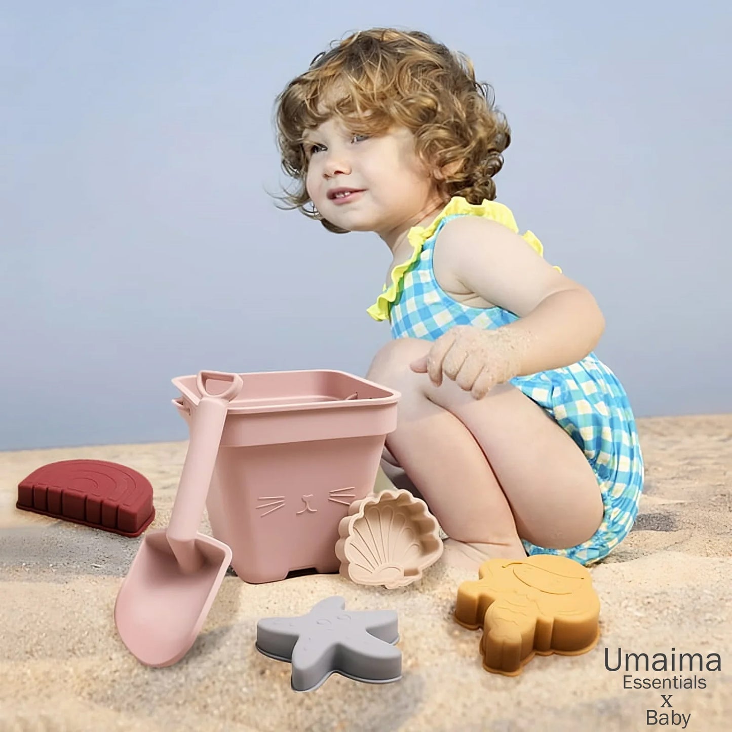 Silicone Beach Bucket, Shovel & Sand Molds Toys