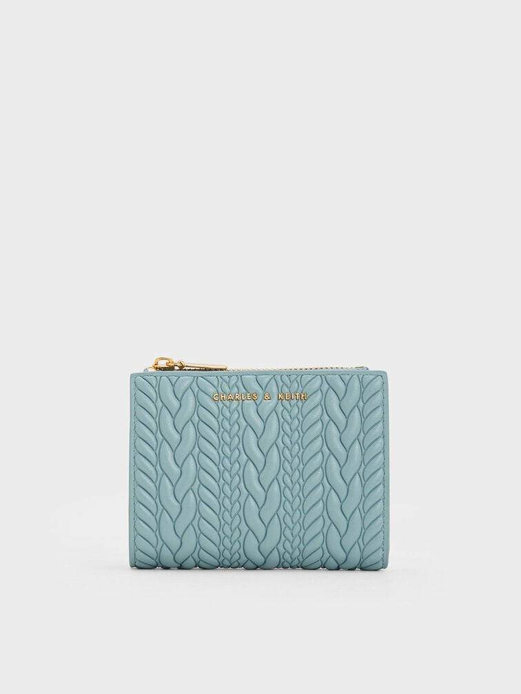Apolline Textured Top-Zip Wallet - Slate Blue