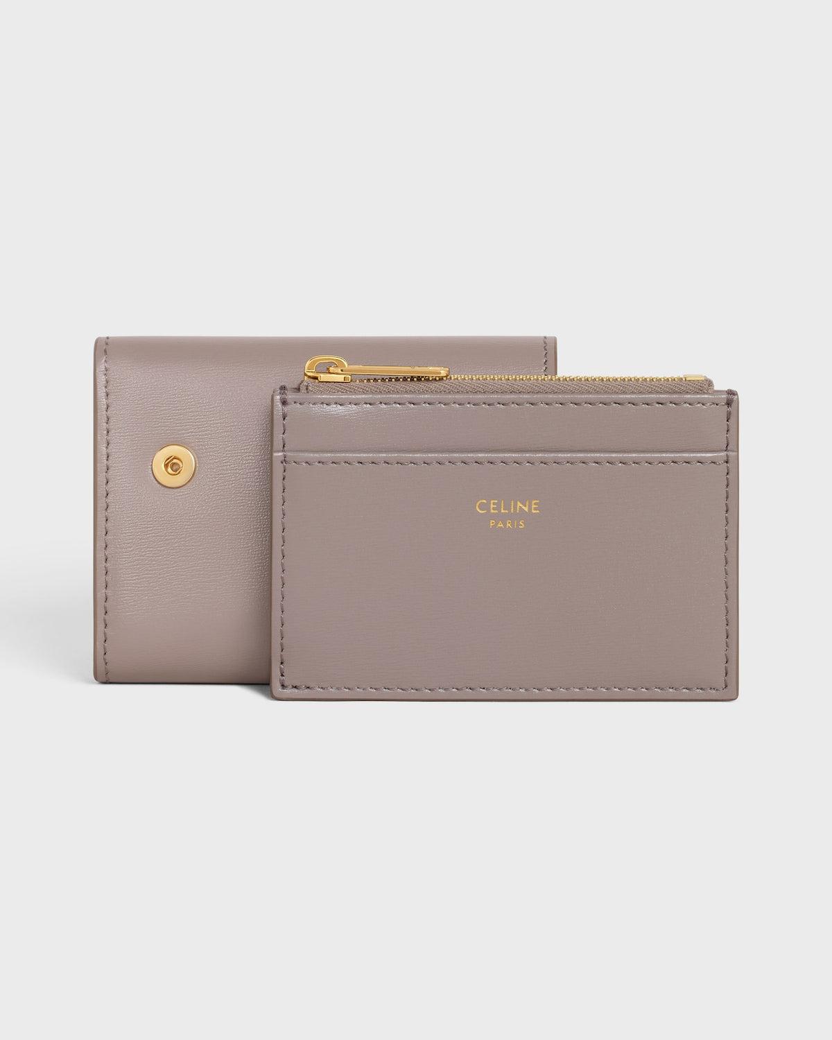 COMPACT WALLET WITH COIN TRIOMPHE IN CALFSKIN Grey